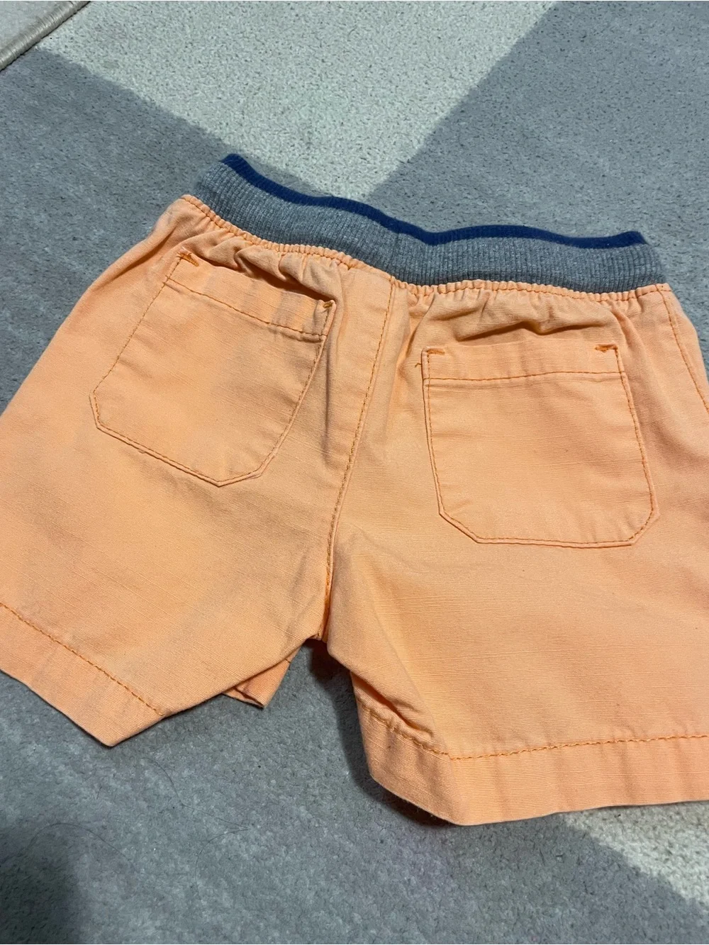 Carter's Peach Pull-On Shorts with Gray & Navy Waistband